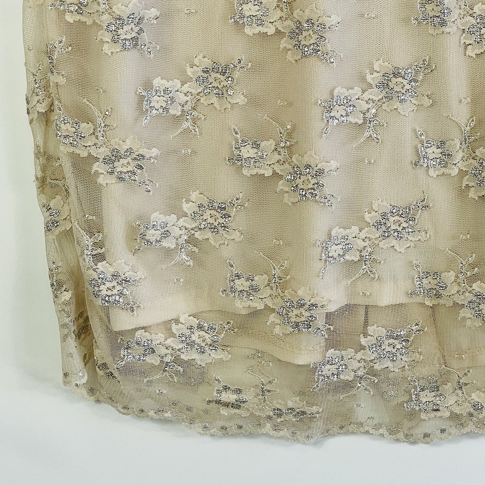 Eva Franco Women 10 Blush Dress Mesh Silver Floral Sheath Garden‎ Party Romantic - Picture 2 of 7